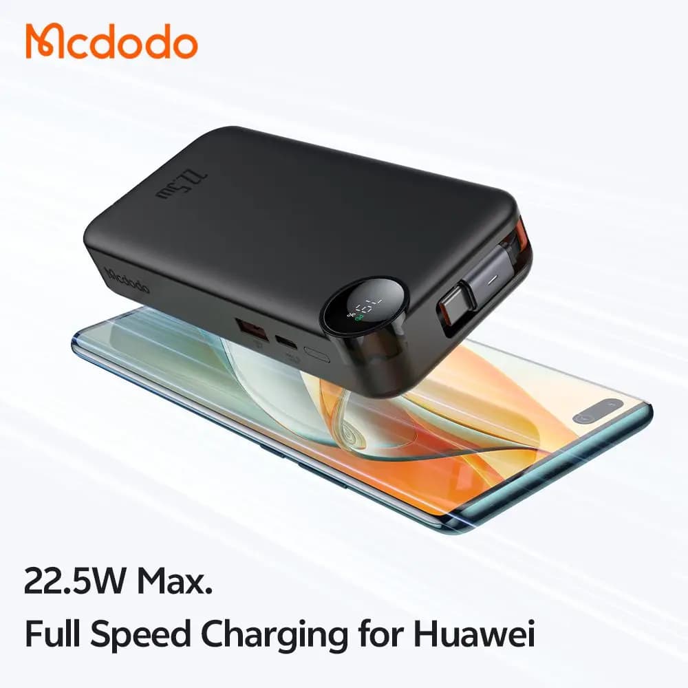 پاوربانک 22.5 وات ظرفیت 10000 هزار با کابل همراه تایپ-سی مک دودو مدل MCDODO MC-3860 — تصویر ۵