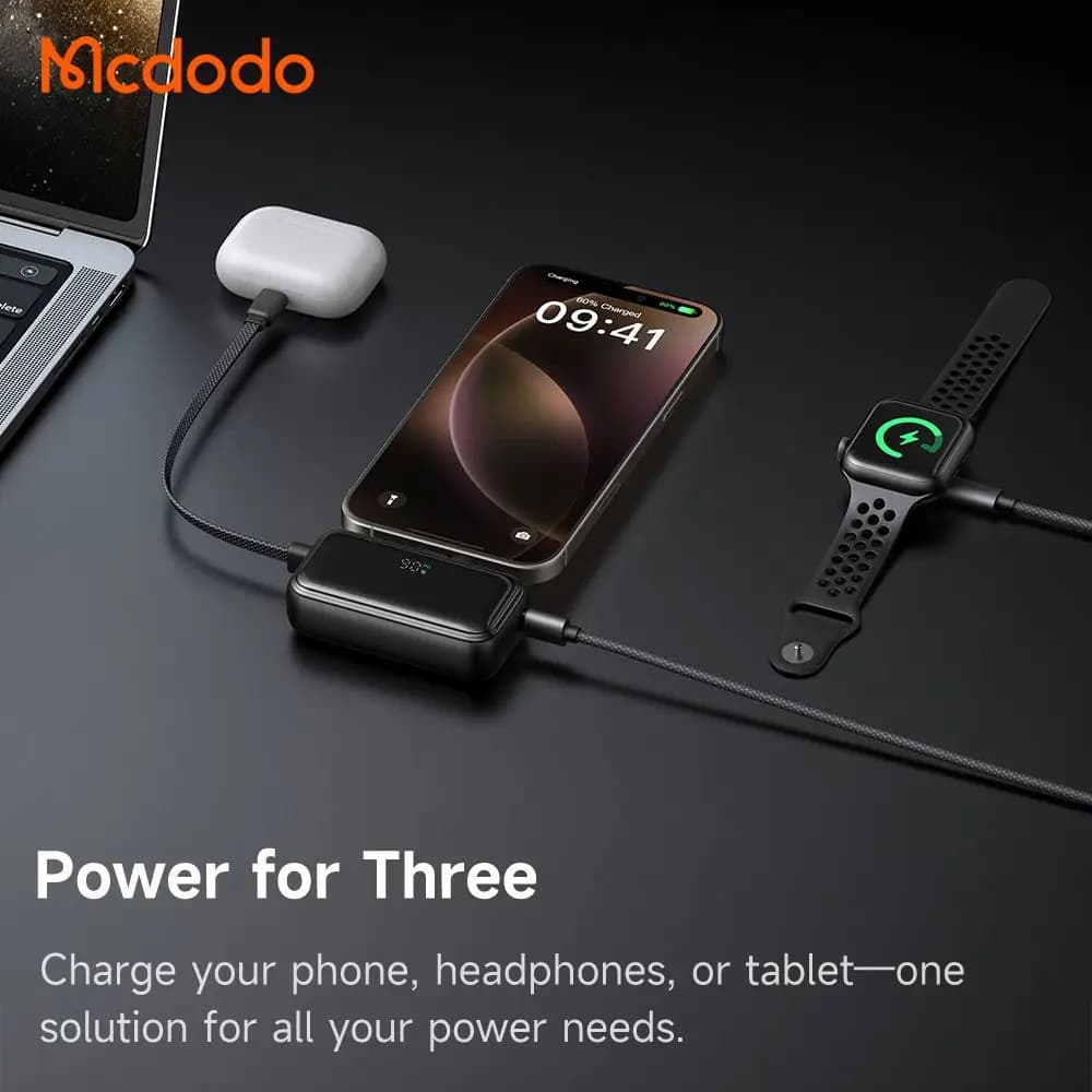 پاوربانک 22.5 وات 5000 هزار پورت لایتنینگ و کابل تایپ-سی مک دودو مدل MCDODO MC-7800 — تصویر ۶