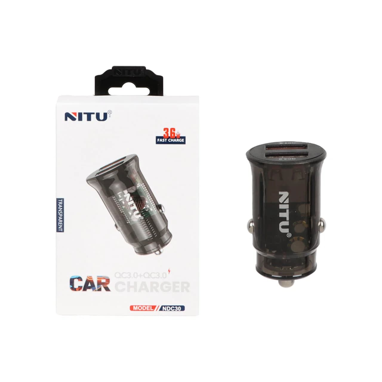 شارژر فندکی فست دو پورت NITU مدل NDC30 36W – مشکی (گارانتی 18 ماه تعویض نیکان همراه)