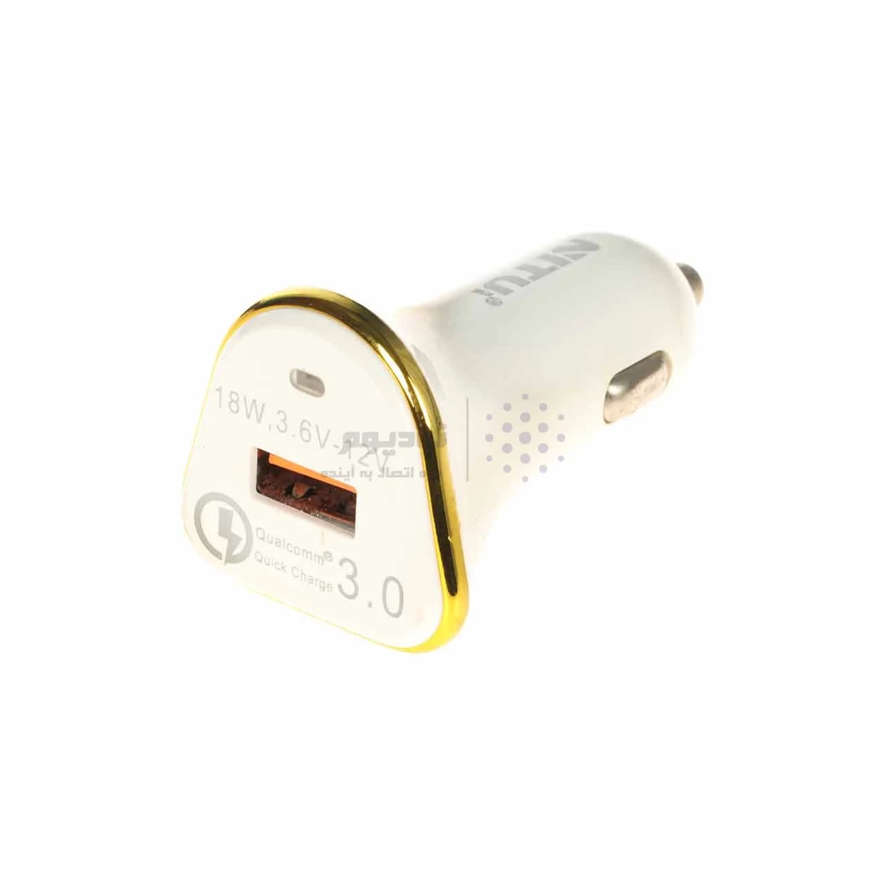 شارژر فندکی فست تک پورت NITU 18W مدلNT-CC802F همراه با کابل اندروید -سفید (گارانتی 18 ماه تعویض نیکان همراه) — تصویر ۲