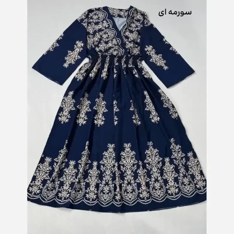 پیراهن ساحلی ترمه فلور بوگاتی فری سایز پرچین تمام کلوش — تصویر ۳