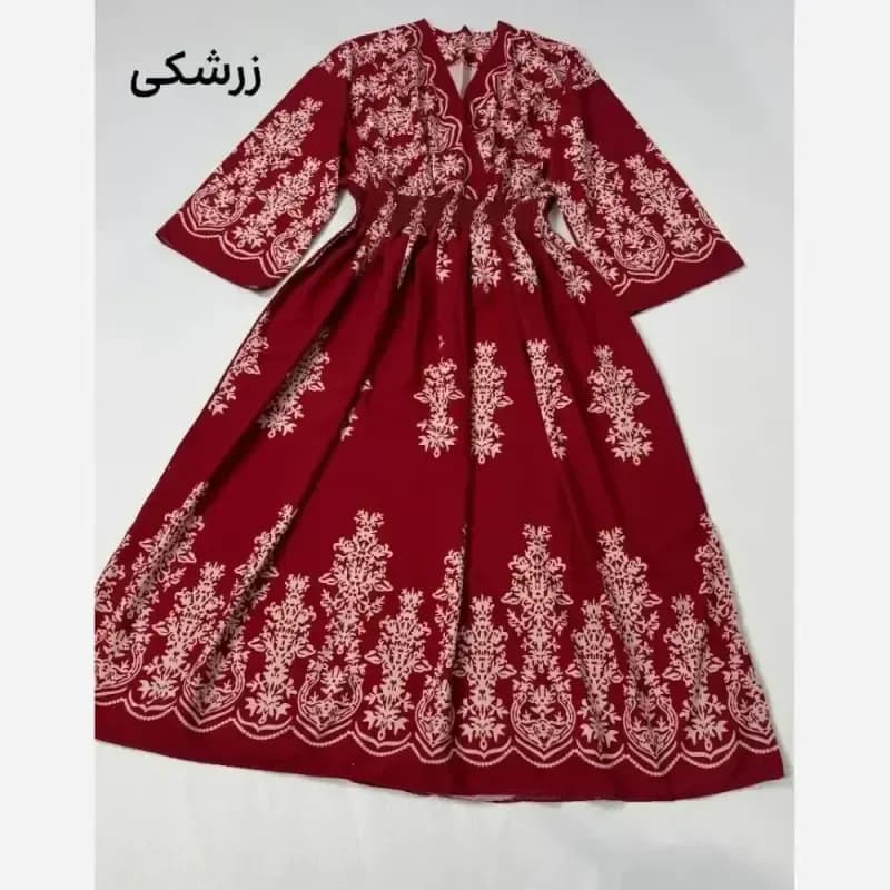 پیراهن ساحلی ترمه فلور بوگاتی فری سایز پرچین تمام کلوش — تصویر ۲
