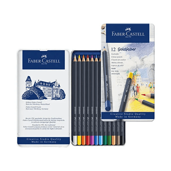 مداد رنگی 12 رنگ فابر کاستل مدل Goldfaber — تصویر ۳