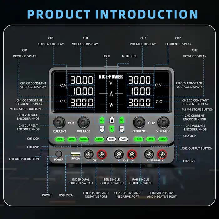 منبع تغذیه دوبل تراکینگ نایس پاور مدل NICE POWER SPPS3010-2KD — تصویر ۴