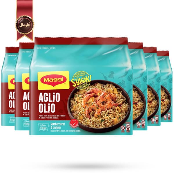 6 بسته نودل مگی Maggi مدل روغن سیر Aglio Olio وزن 77 گرم پک 5 تایی (اورجینال)