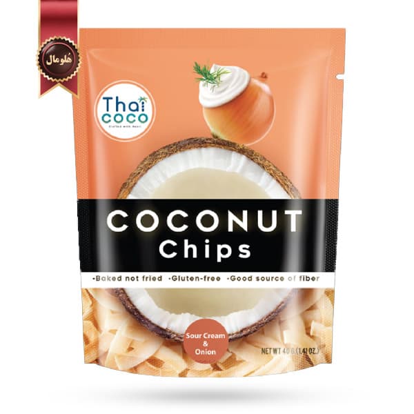 چیپس نارگیل Thai Coco طعم خامه ترش و پیاز وزن 40 گرم (اورجینال)