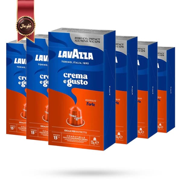 6 بسته کپسول قهوه لاوازا lavazza مدل کرم اِ گاستو فورته crema e gusto forte پک 10 تایی (اورجینال)