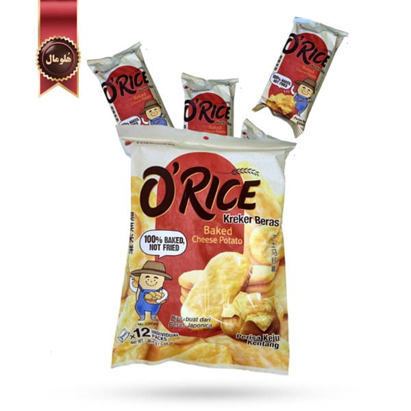 کراکر طبیعی اوریس اورین ORION O’rice طعم سیب زمینی پنیری cheese potato پک 12 تایی (اورجینال) — تصویر ۲