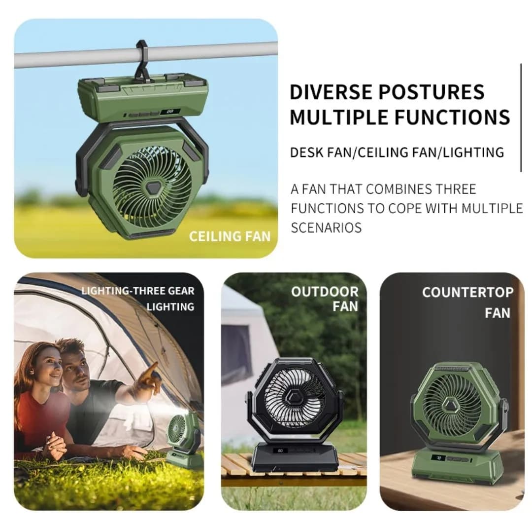پنکه رومیزی مدل Outdoor Fan LED ظرفیت ۲۴۰۰ میلی آمپر ساعت — تصویر ۳