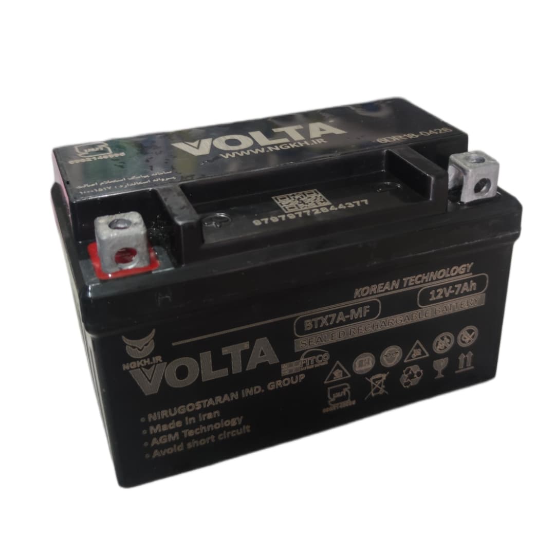 باتری موتورسیکلت 12 ولت 7 پهن ولتا مدل 12v7ahht؛ قدرت و دوام تضمین شده