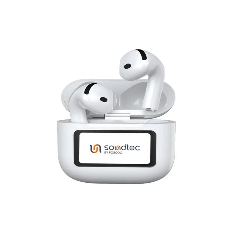 هدفون بلوتوثی نمایشگر دار پرودو مدل Porodo Soundtec Glimpse ANC PD-STWLEP040-WH