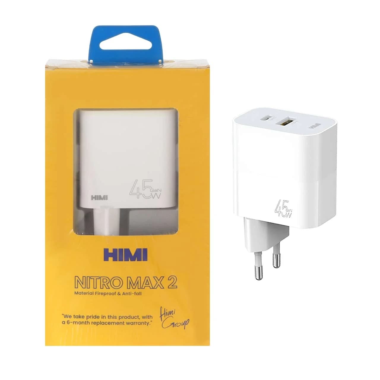 شارژر دیواری فست و PD دو پورت HIMI مدل Nitro Max 2 VQ-T47 45W – سفید (6 ماه گارانتی تعویض شرکتی)