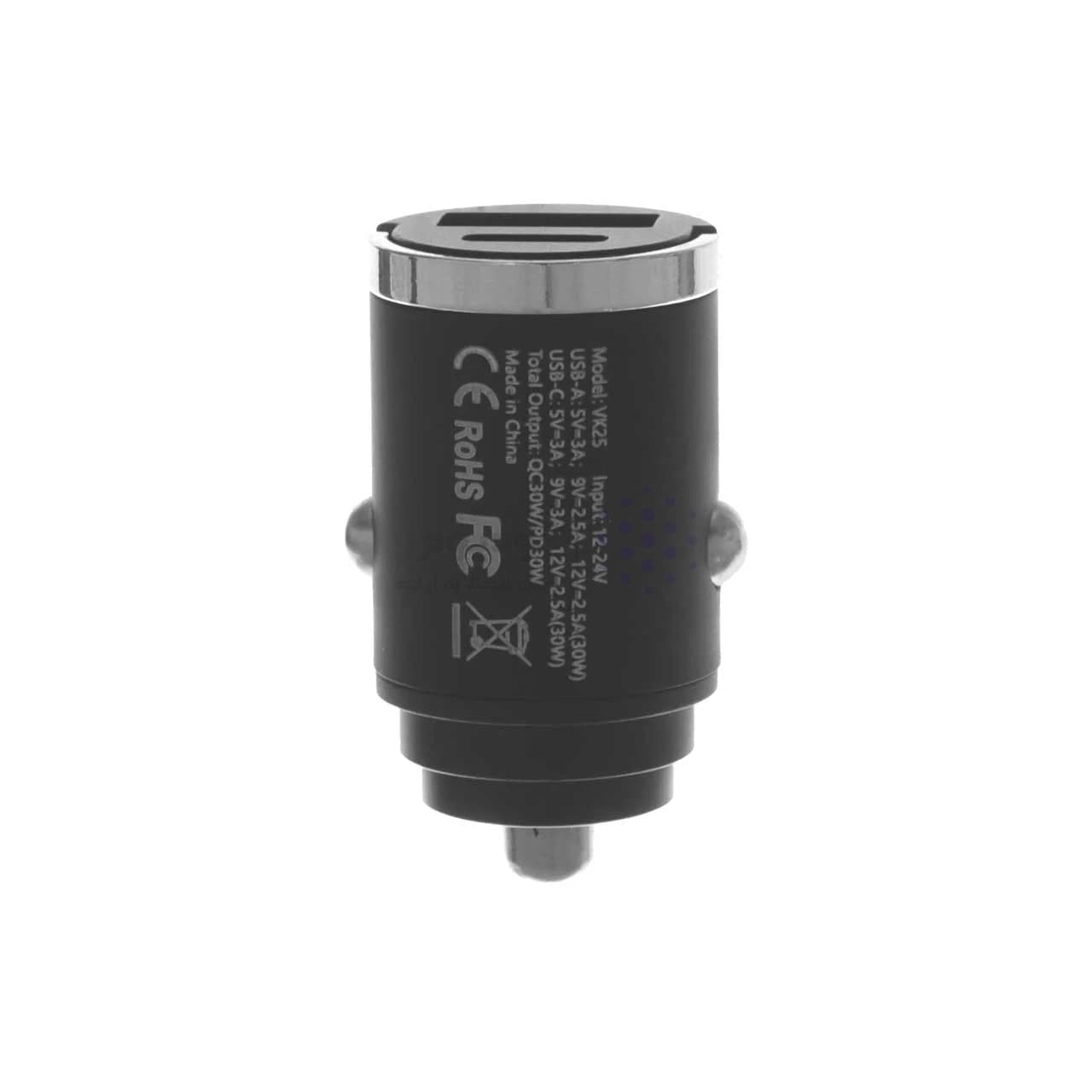 شارژر فندکی PD و فست دو پورت VIPLATINA مدل VK25 30W – مشکی (گارانتی 18 ماه تعویض نیکان همراه) — تصویر ۲