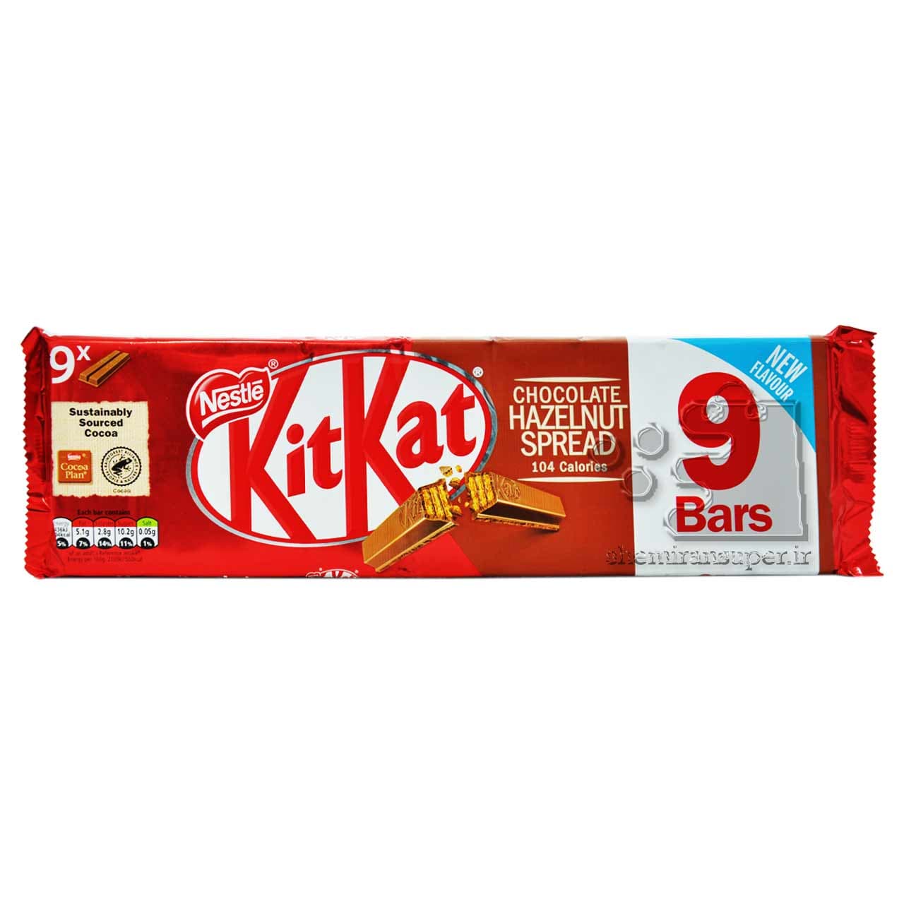 شکلات ورقه ای ۹ جفتی با کرم فندق کیت کت – kitkat