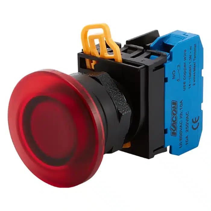 شستی فشاری چراغ دار قارچی قرمز مدل KACON J2-2710MR A2
