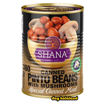 کنسرو قوطی لوبیا چیتی با قارچ 380 گرمی شانا( دو تا بخری سه تا میبری)