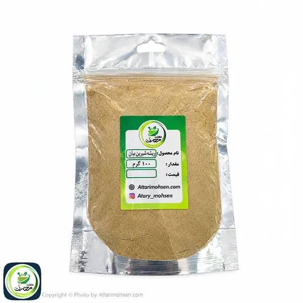 پودر ریشه شیرین بیان ۱۰۰ گرم | ادویه معطر با طعم شیرین و کاربرد خوراکی