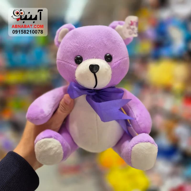 عروسک خرس نشسته رنگی اعلا نارنجی 25 سانتی کد 1539 — تصویر ۳