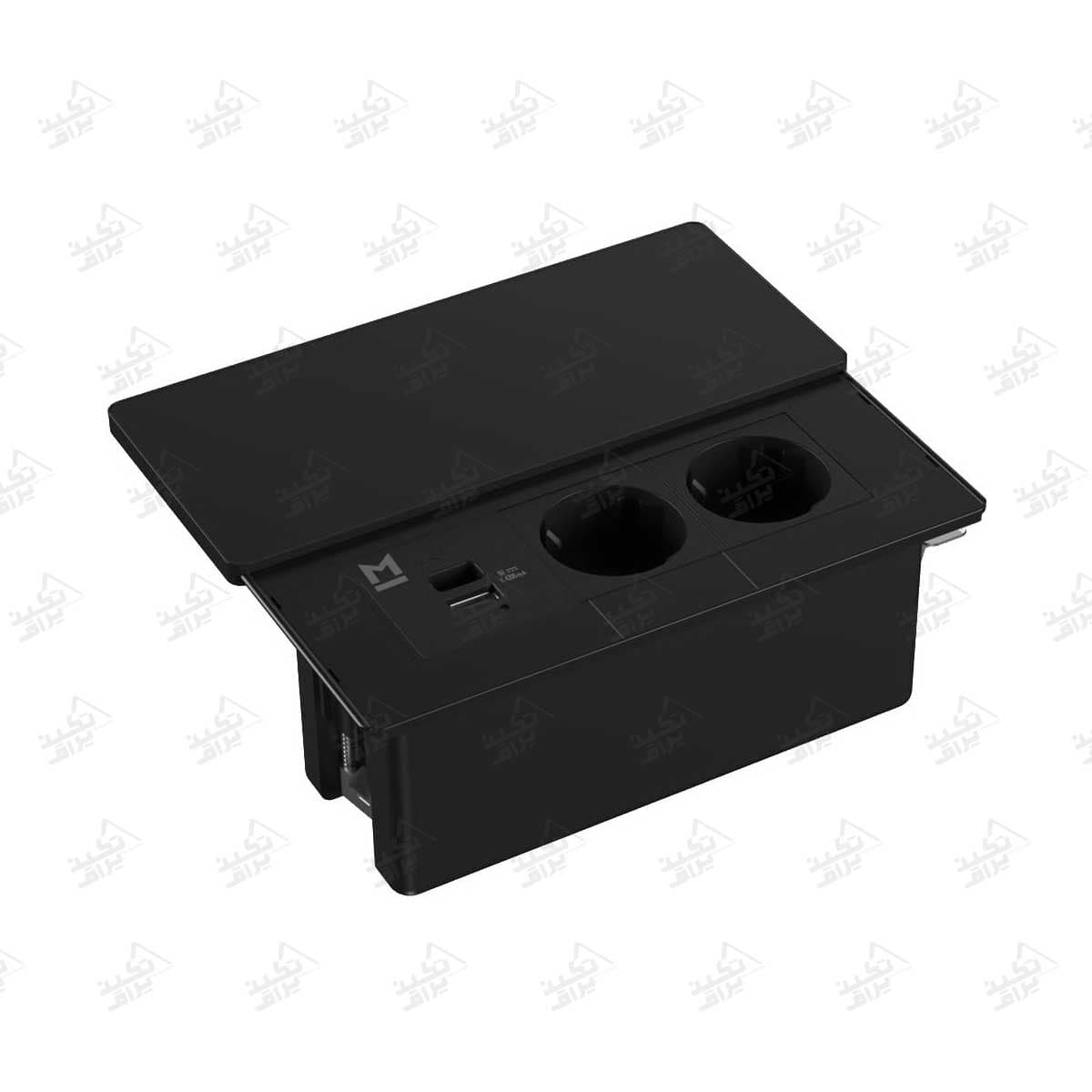 پریز توکار دو سوکت برق و شارژ کشویی TENZA ملونی مدل 10174