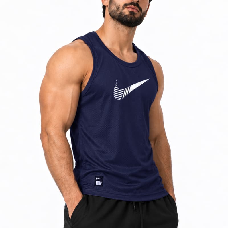 رکابی ورزشی مردانه نایک مدل DS-Dri Fit-5G0689 سرمه ای — تصویر ۲