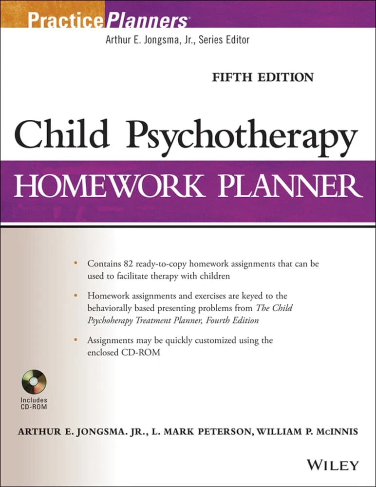کتاب Child Psychotherapy Homework Planner (برنامهریز تکالیف رواندرمانی کودک) اثر Arthur E. Jongsma Jr. نسخه انگلیسی PDF
