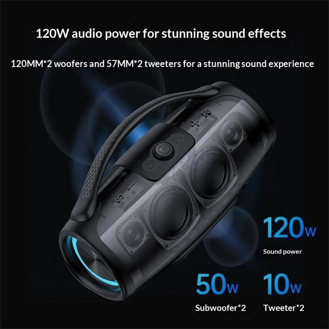 اسپیکر بی سیم Yesido ضد آب مدل YSW45 120W – مشکی (گارانتی 18 ماهه تعویض نیکان همراه) — تصویر ۲