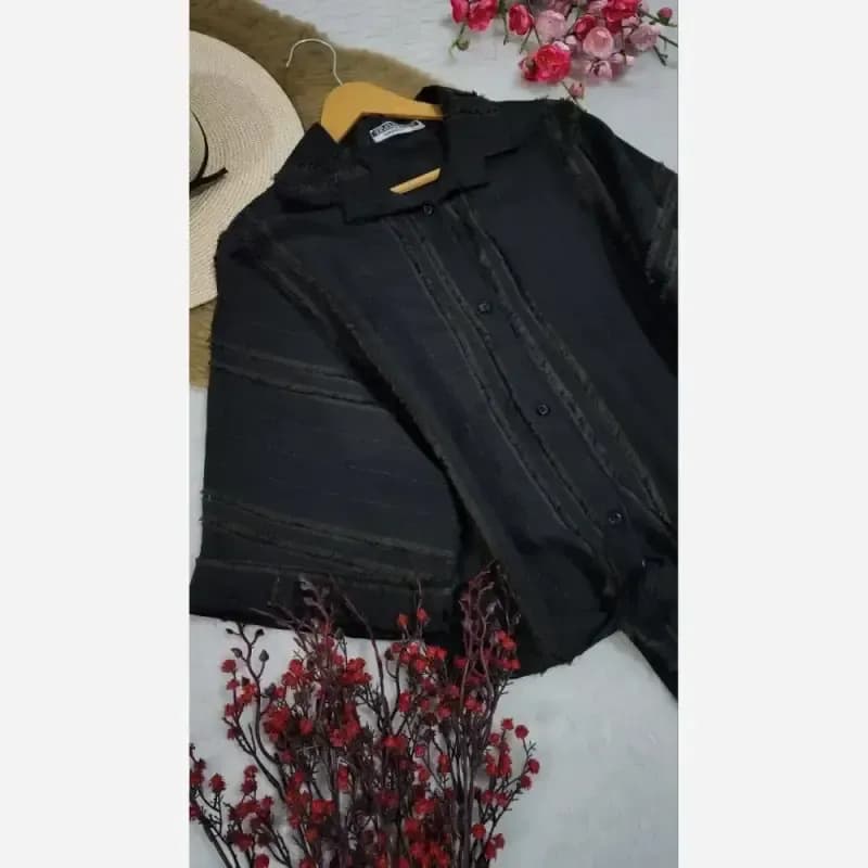 شومیز گره ای زنانه مدل هانیه جنس صوفیا فری سایز رنگ مشکی طوسی سرمه ای سبز