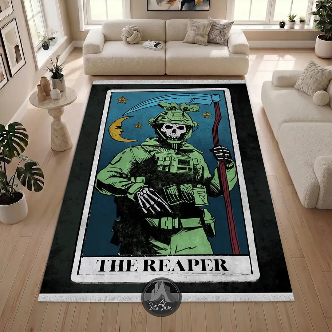 فرشینه کالاف دیوتی طرح ریپر The Reaper با داس کد DA-(7075) | فرش طرح کالاف دیوتی