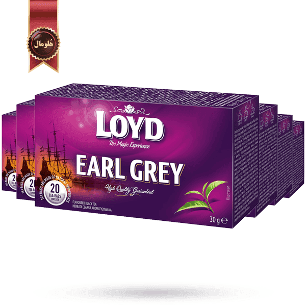 6 بسته چای سیاه کیسه ای لوید LOYD مدل ارل گری Earl Gray پک 20 تایی (اورجینال)