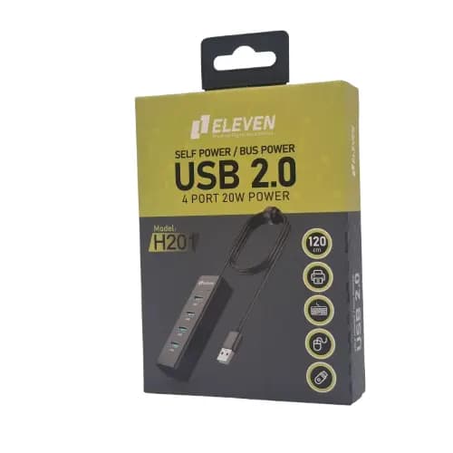 هاب یو اس بی چهار پورت ایلون مدل eleven H201 USB2.0