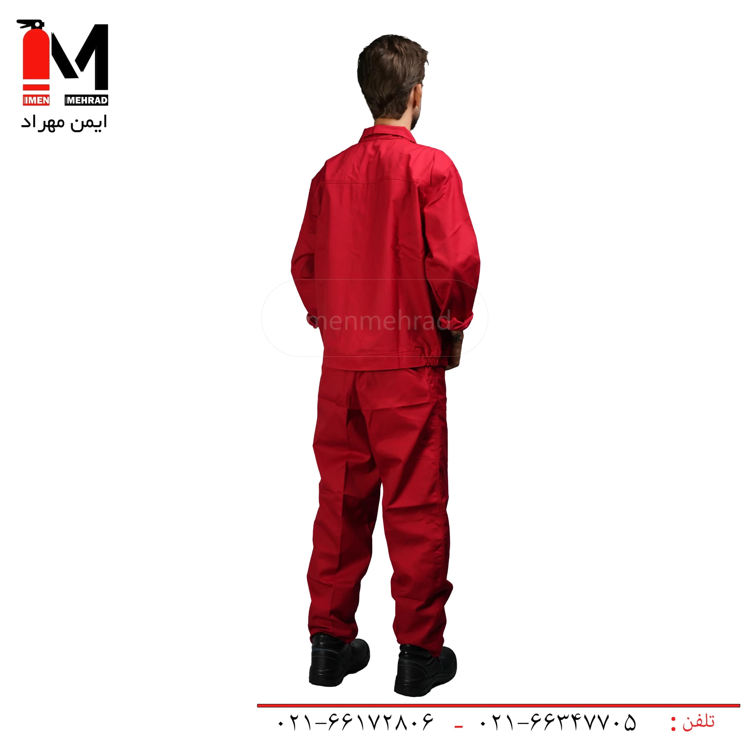 لباس کار دو تکه کتان قرمز جوشکاری آرگون (کاپشن و شلوار) — تصویر ۲