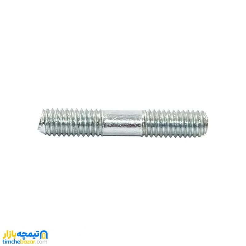 پیچ دو سر دنده اگزوز موتور سیکلت سایز 6 خشکه فولادی — تصویر ۲