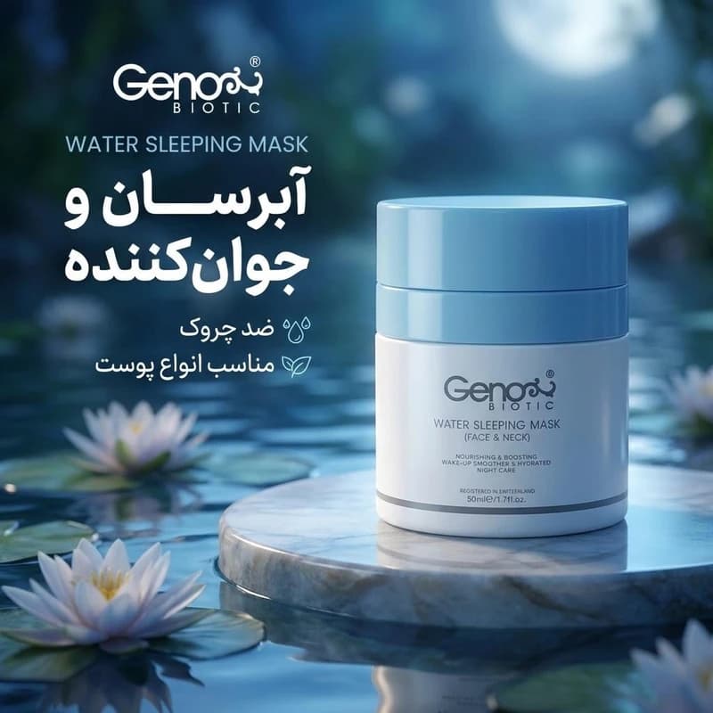 ماسک صورت ژنوبایوتیک مدل 01 حجم 50 میلیلیتر آبرسان، جوانکننده و ضد چروک مناسب انواع پوست با عصاره طبیعی برای خانمها و آقایان — تصویر ۲