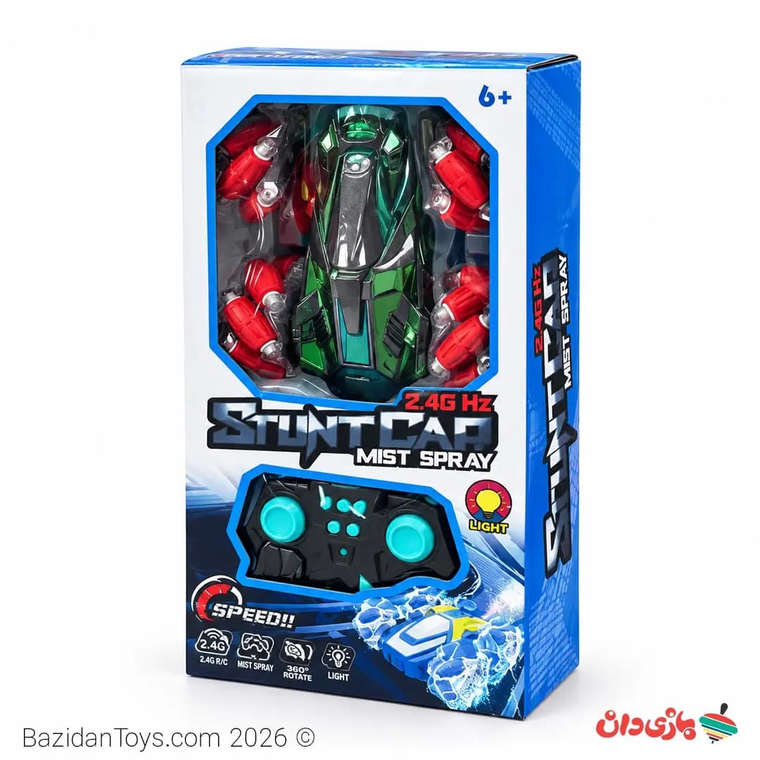 ماشین کنترلی چرخ کپسولی دودزا مدل Stunt Car Mist Spray