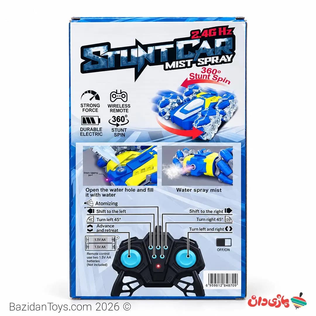 ماشین کنترلی چرخ کپسولی دودزا مدل Stunt Car Mist Spray — تصویر ۵