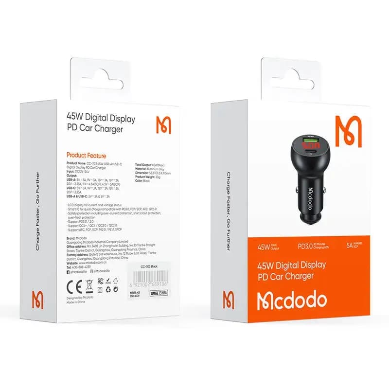 شارژر فندکی فست شارژ 45 وات مک دودو Mcdodo CC-703 — تصویر ۷