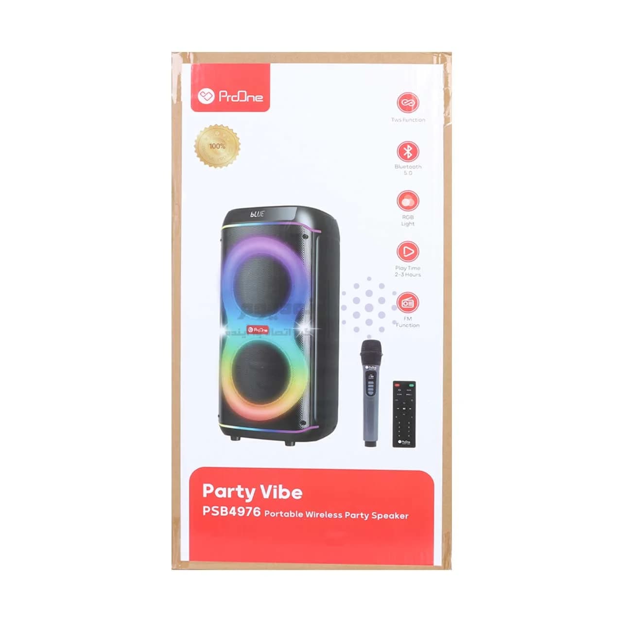 اسپیکر بی سیم شارژی و قابل حمل 80 وات ProOne مدل Party Vibe PSB4976 – مشکی — تصویر ۴