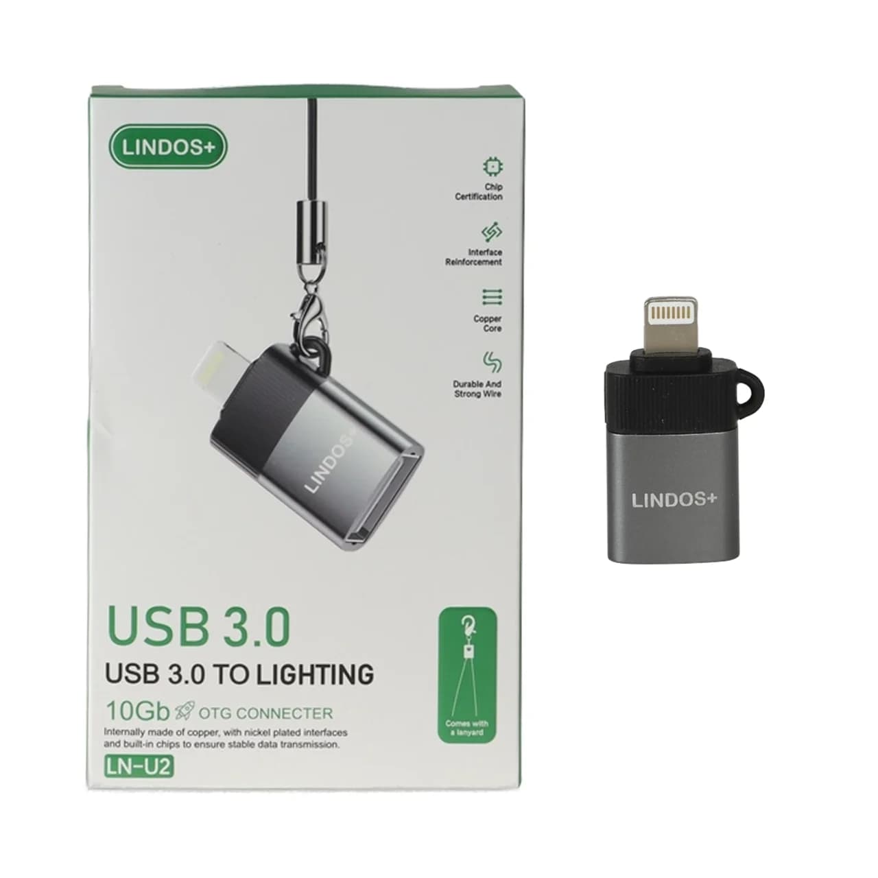 تبدیل Lindos+ Lightning To Usb3.0 مدل LN-U2 – خاکستری (گارانتی تعویض یکساله شرکتی)