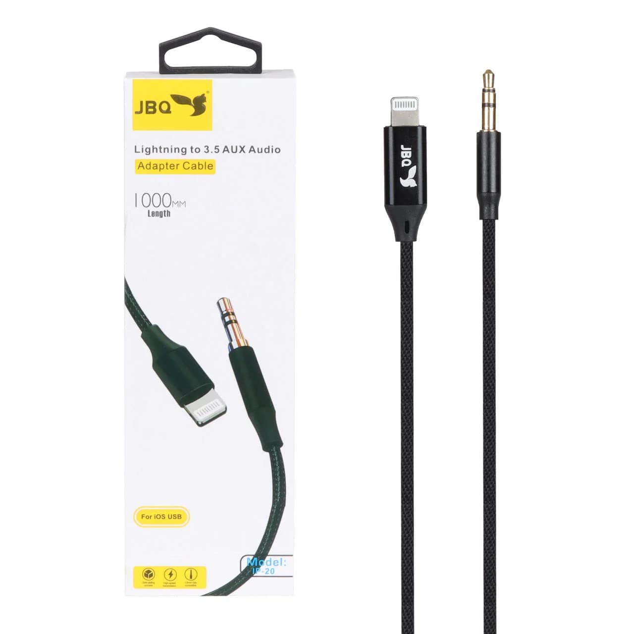 تبدیل JBQ AUX TO Lightning مدل IP-20 – مشکی (گارانتی یکساله رصاصی)