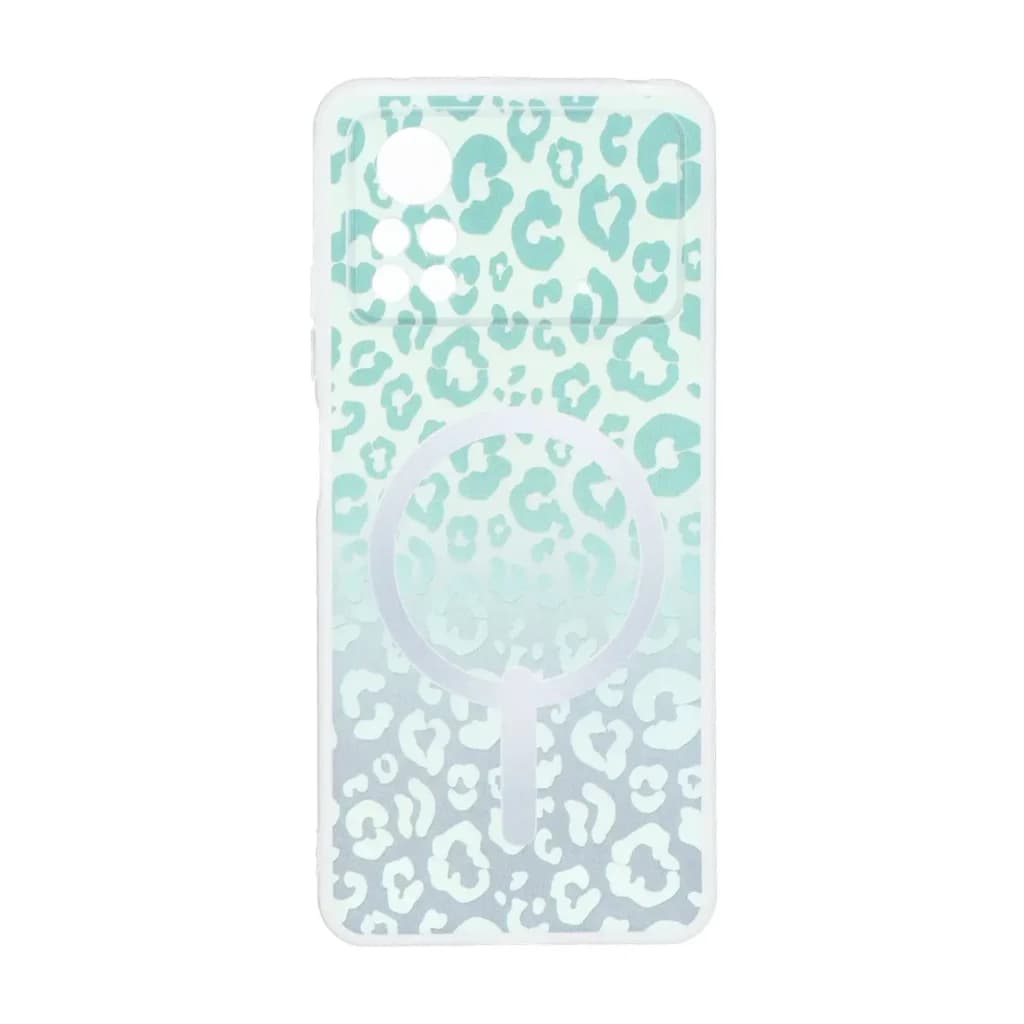 قاب ژله ای پلنگی طرح مگ سیف دور مات محافظ لنزدار Xiaomi Poco X4 Pro – سبز — تصویر ۲