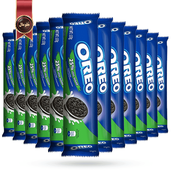 24 عدد بیسکویت اورئو oreo مدل 25% شکر کمتر less sugar وزن 128.8 گرم (اورجینال)
