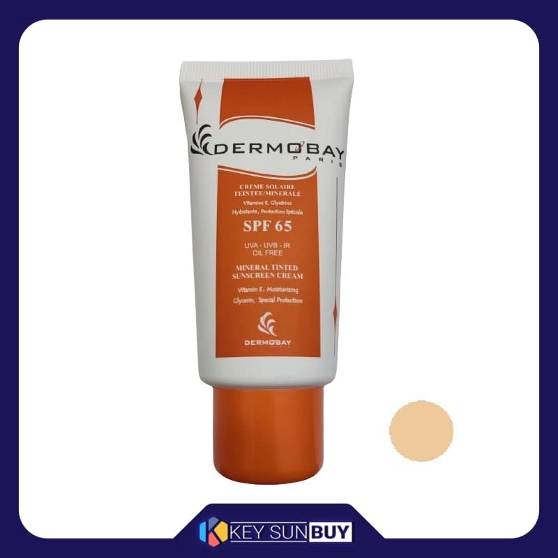 مراقبت پوست کرم ضد آفتاب رنگی درموبای SPF65 مدل Mineral محافظ UVA ،UVB، مناسب پوست چرب حجم 50 میلیلیتر