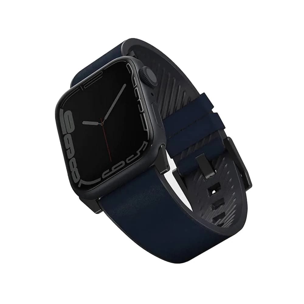 بند چرمی اپل واچ یونیک مدل UNIQ Straden مناسب برای اپل واچ 44/45/46/49mm رنگ آبی — تصویر ۲