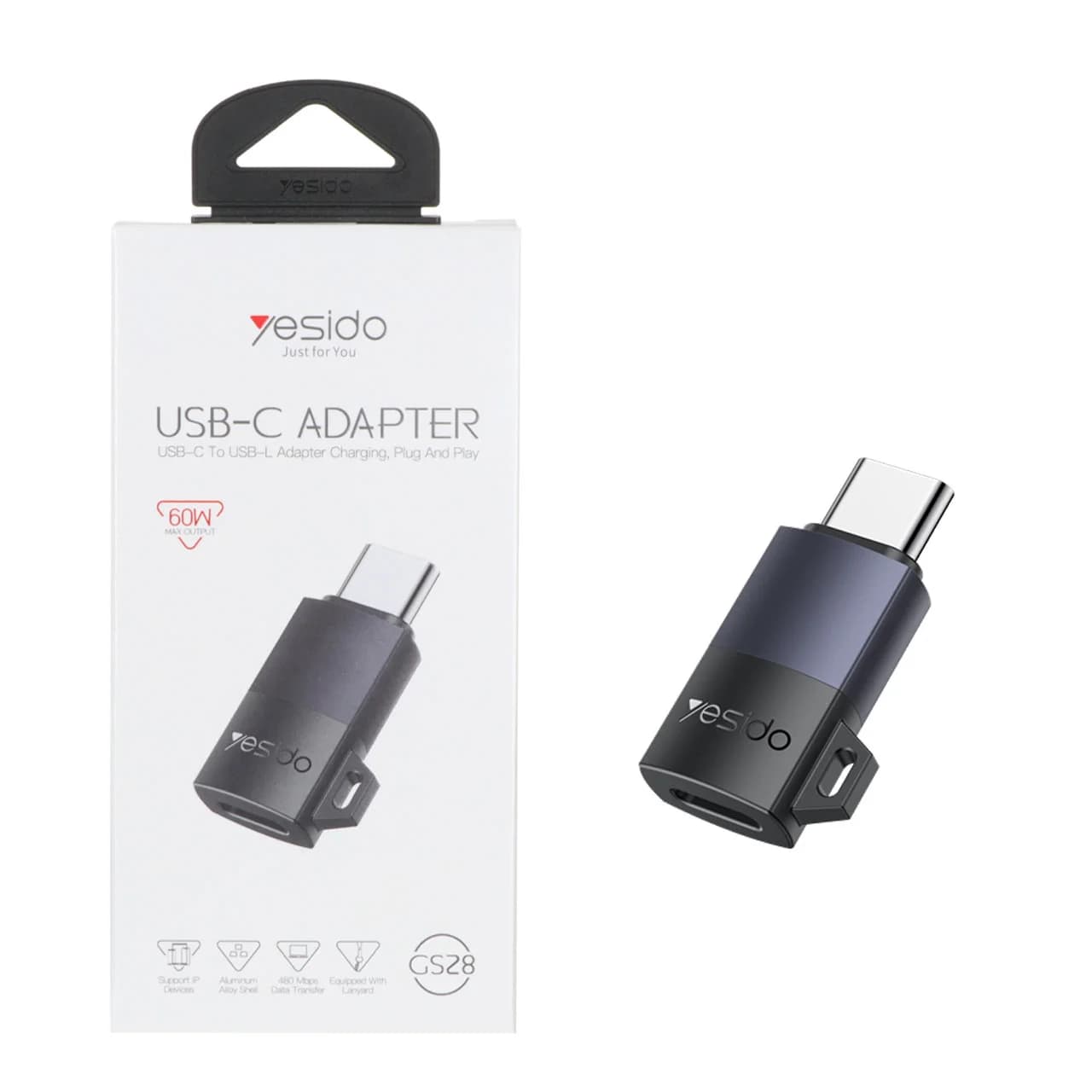 تبدیل Yesido Type-C To Lightning مدل GS28 60W – خاکستری (گارانتی 18 ماه تعویض نیکان همراه)