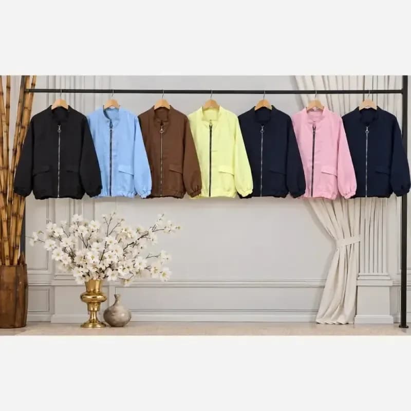 بامبر جکت زنانه فلونزی ضخیم گرم مناسب پاییز قد 63 رنگ قهوه ای — تصویر ۴