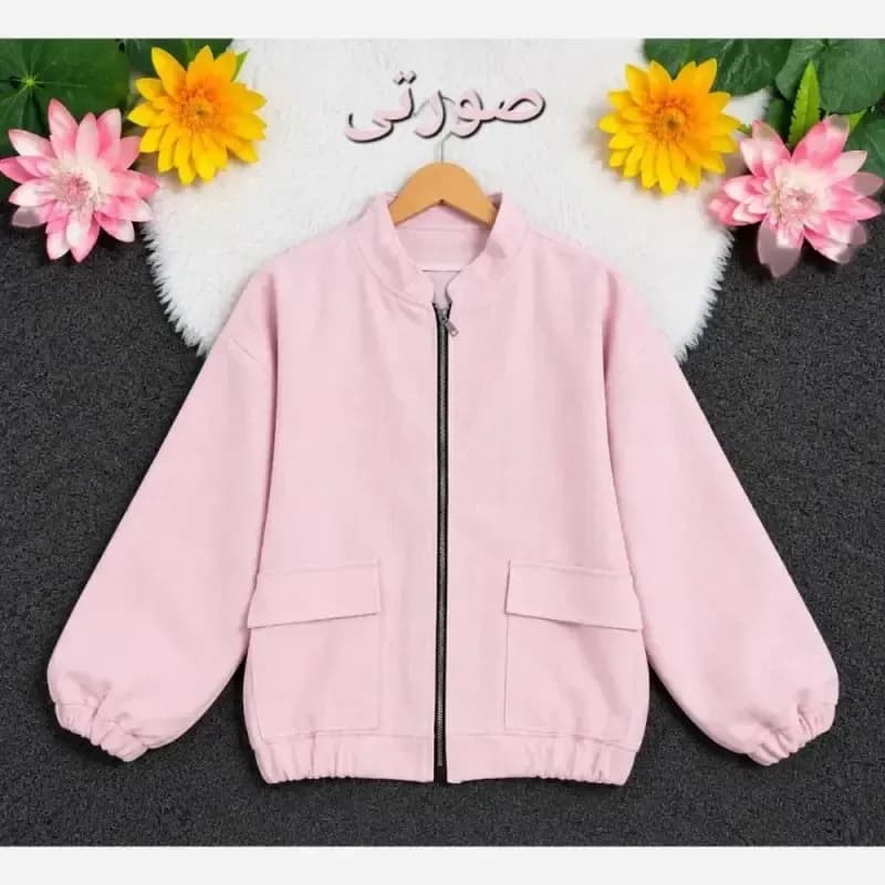 بامبر جکت زنانه فلونزی ضخیم گرم مناسب پاییز قد 63 رنگ قهوه ای — تصویر ۲