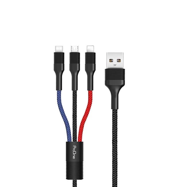 کابل تبدیل USB به Micro-USB، Type-C و Lightning پرووان مدل PCC280