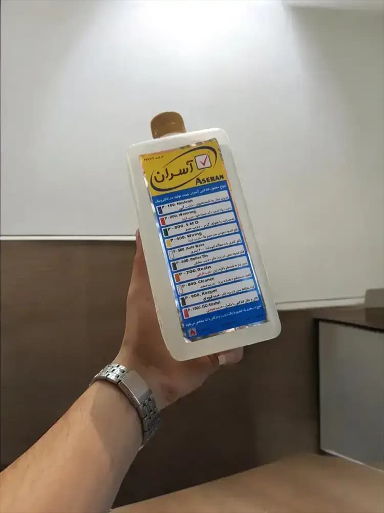 مایع فلاکس قلع کاری سر سیم آسران درب طلایی مدل ASERAN P-400 PU حجم 1 لیتر — تصویر ۲