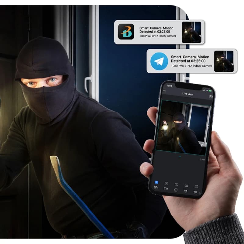 دوربین مداربسته چرخشی رومیزی و دیواری بیسیم برایتون مدل IOT-72P8 — تصویر ۵