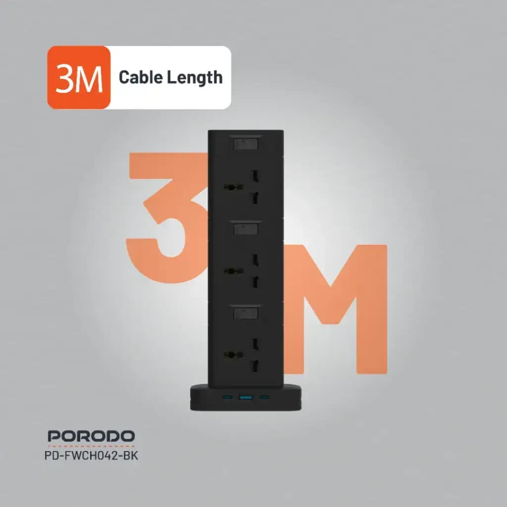 چندراهی برق خانه پرودو مدل Porodo 12 AC Power FWC042 — تصویر ۳